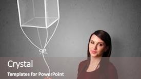  Presentation with man and woman divorce drawing - Audience pleasing presentation design consisting of woman holding a drawn cube backdrop and a  colored foreground