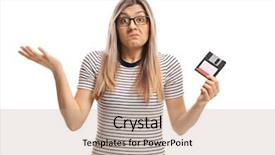  Presentation with holding on to a dream in a changing world - Colorful slide deck enhanced with woman holding a floppy disk backdrop and a coral colored foreground