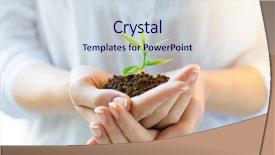  Presentation with plant growth - Presentation consisting of woman holding a green plant background and a sky blue colored foreground