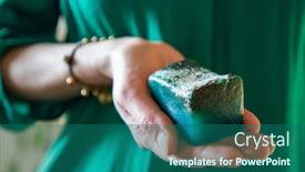  Presentation with vegan - Cool new presentation design with woman-holding-a-home-made backdrop and a ocean colored foreground