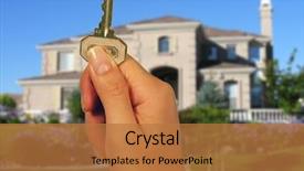  Presentation with house key - Colorful presentation theme enhanced with woman holding a house key backdrop and a  colored foreground