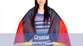  Presentation with flag - Cool new PPT theme with woman holding a large flag backdrop and a  colored foreground