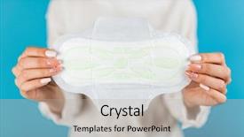 Presentation with sanitary pad detroyer - Cool new PPT theme with woman holding a pad backdrop and a mint green colored foreground