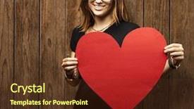  Presentation with cutout paper people standing around globe holding hands - Slide deck consisting of woman holding a paper heart background and a tawny brown colored foreground