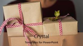  Presentation with bag iv fluid closeup saline - Colorful slide set enhanced with woman holding a paper shopping backdrop and a coral colored foreground