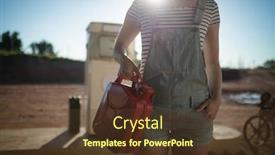  Presentation with pump - Colorful slide deck enhanced with woman-holding-a-petrol backdrop and a tawny brown colored foreground