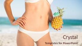  Presentation with pineapple - PPT layouts with woman holding a pineapple on a sunny day background and a lemonade colored foreground