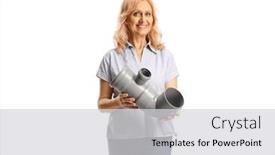  Presentation with water pipe - Slide deck consisting of woman-holding-a-plastic-water background and a light gray colored foreground
