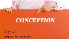  Presentation with poster - PPT layouts enhanced with woman-holding-a-poster background and a red colored foreground