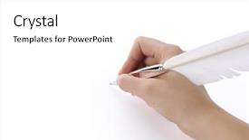  Presentation with quill pen - Theme with woman holding a quill pen background and a white colored foreground