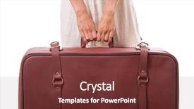  Presentation with suitcase - PPT theme consisting of woman holding a vintage suitcase background and a tawny brown colored foreground