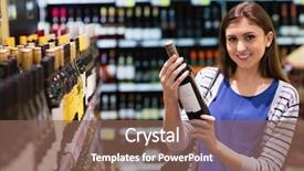  Presentation with supermarket - Cool new slides with woman holding a wine bottle backdrop and a violet colored foreground