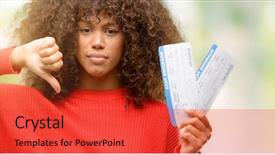  Presentation with airline - Colorful slides enhanced with woman holding airline boarding pass backdrop and a  colored foreground