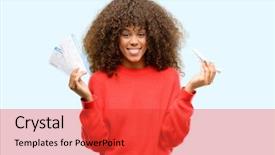  Presentation with african american teen girls - Cool new PPT layouts with woman holding airline boarding pass backdrop and a red colored foreground