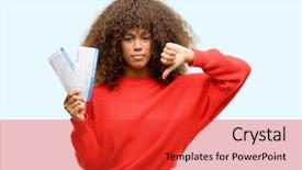  Presentation with elementary school african american female career - Colorful presentation design enhanced with woman holding airline boarding pass backdrop and a  colored foreground