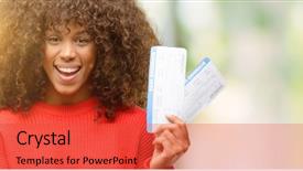  Presentation with african american couples on the marriage - Amazing PPT theme having woman holding airline boarding pass backdrop and a red colored foreground