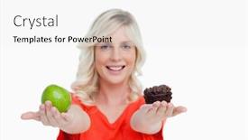  Presentation with muffin - Colorful slides enhanced with women rights - woman holding an apple backdrop and a white colored foreground