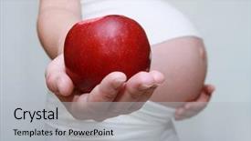  Presentation with pregnant - Cool new presentation theme with woman holding apple nine month backdrop and a light gray colored foreground