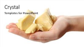  Presentation with cocoa - Audience pleasing slide deck consisting of woman holding aromatic cocoa butter backdrop and a white colored foreground