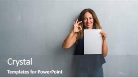  Presentation with age discrimination - PPT theme enhanced with woman holding bank paper sheet background and a  colored foreground