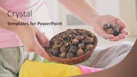  Presentation with laundry detergent - Slides consisting of woman-holding-basket-full background and a soft green colored foreground