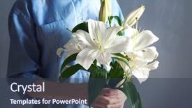  Presentation with lily - PPT layouts having woman holding beautiful white lilies background and a tawny brown colored foreground