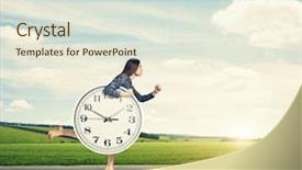  Presentation with forward - Cool new PPT theme with big clock and running forward backdrop and a sky blue colored foreground