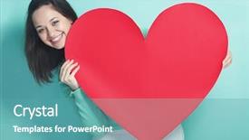  Presentation with aqua - Slide set featuring woman holding big red heart background and a teal colored foreground
