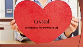  Presentation with hands heart - Presentation theme with woman holding big red heart background and a red colored foreground