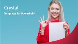  Presentation with blank - Presentation theme featuring woman holding blank paper sheet background and a  colored foreground