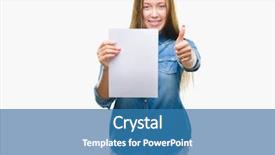 Presentation with blank backgroud - Beautiful PPT layouts featuring woman holding blank paper sheet backdrop and a teal colored foreground