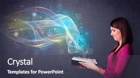  Presentation with book of joshua - Presentation theme with woman holding book with rainbow background and a dark gray colored foreground