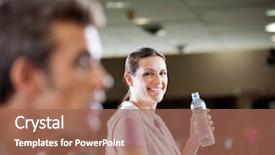  Presentation with water bottle - Audience pleasing theme consisting of woman holding bottle of water backdrop and a coral colored foreground