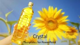  Presentation with cooking oil - Beautiful theme featuring woman holding bottle with cooking backdrop and a gold colored foreground