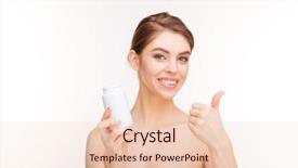  Presentation with bottle - Beautiful slides featuring woman holding bottle with pill backdrop and a lemonade colored foreground