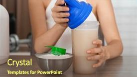  Presentation with protein shake - PPT layouts enhanced with woman holding bottle with protein background and a tawny brown colored foreground