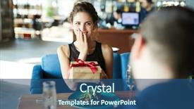  Presentation with lunch box - Beautiful slides featuring woman holding box with unexpected backdrop and a ocean colored foreground