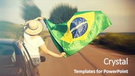  Presentation with flat lay of female sport - Amazing slides having woman holding brazil flag - sport backdrop and a coral colored foreground