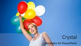  Presentation with baby shower gender reveal balloons - Presentation enhanced with woman holding bunch of balloons background and a  colored foreground