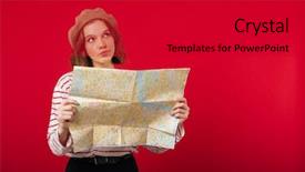  Presentation with city line map - Presentation consisting of woman holding city guide map background and a dark gray colored foreground