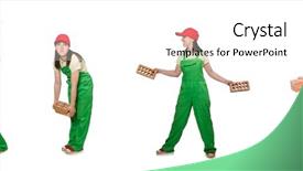  Presentation with white clay tiled roof - Cool new presentation theme with woman holding clay brick isolated backdrop and a white colored foreground