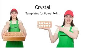  Presentation with white brick - Cool new presentation with woman holding clay brick isolated backdrop and a white colored foreground
