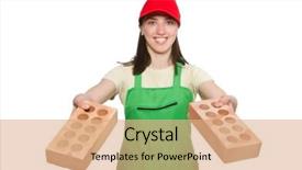  Presentation with white brick - Audience pleasing slide set consisting of woman holding clay brick isolated on white backdrop and a coral colored foreground