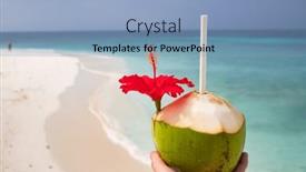  Presentation with coconut - Slide deck consisting of woman-holding-coconut-on-tropical background and a light blue colored foreground