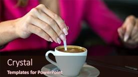 Presentation with spoon - Slides enhanced with woman-holding-coffee-spoon background and a wine colored foreground