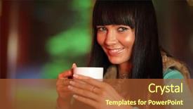  Presentation with tea coffee - Theme consisting of woman holding cup of tea background and a red colored foreground