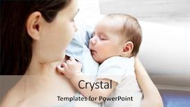  Presentation with sleeping baby - Cool new presentation theme with woman holding cute sleeping baby backdrop and a lemonade colored foreground