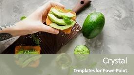  Presentation with avocado - Audience pleasing presentation design consisting of woman holding delicious avocado toast backdrop and a gray colored foreground