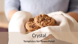  Presentation with soft oatmeal cookies - Presentation theme enhanced with woman holding delicious oatmeal cookies background and a coral colored foreground