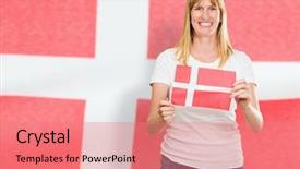  Presentation with denmark - Presentation with woman holding denmark flag background and a  colored foreground